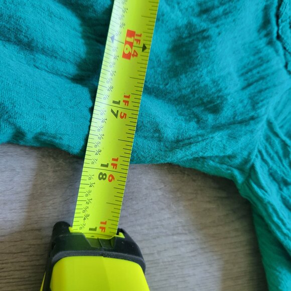 Womens Teal Long-Sleeve Tiered Tunic Dress Crochet Lace Hem  Smocked Bodice Boho - Picture 7 of 8